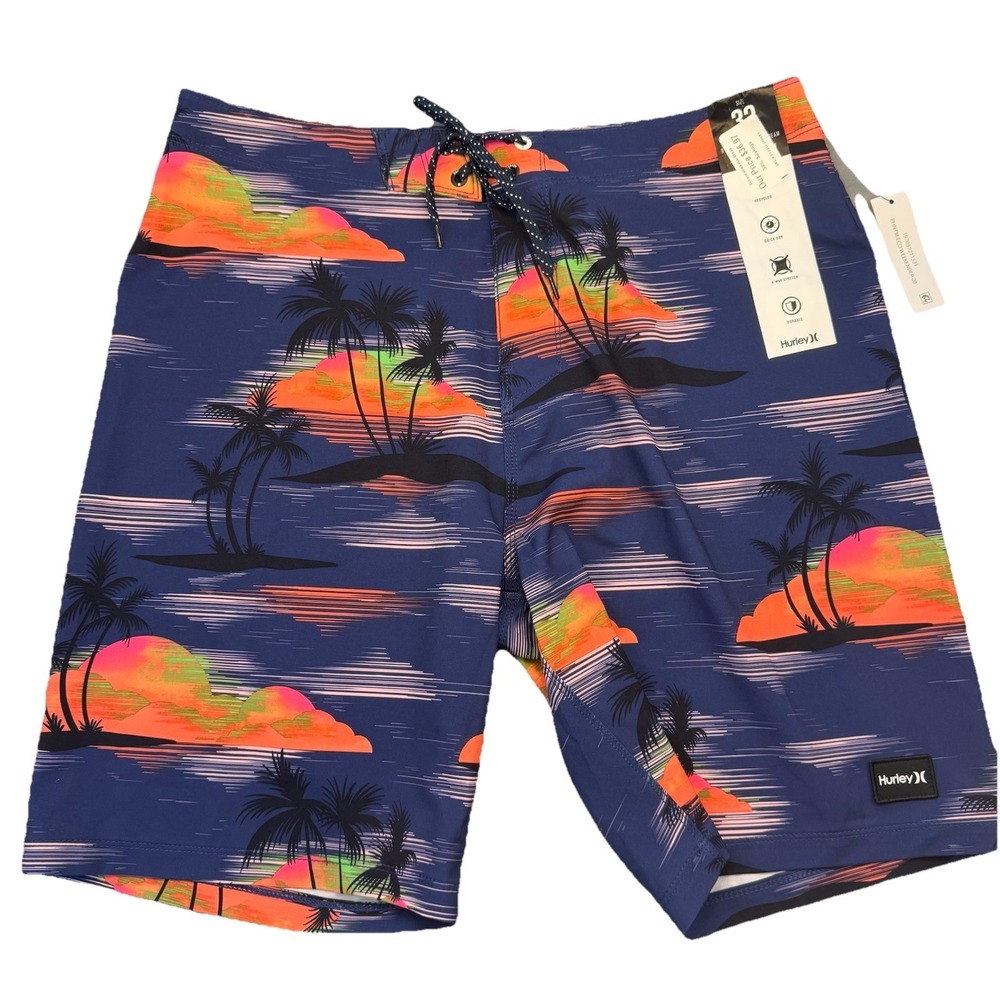 Hurley Phantom Weekender Board Shorts NWT Mens 32 Blue 8.5" inseam Beach